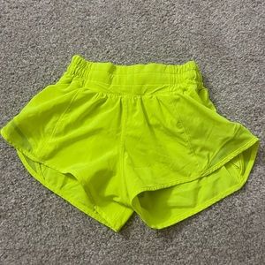 Lululemon hotty hot highlighter yellow shorts
